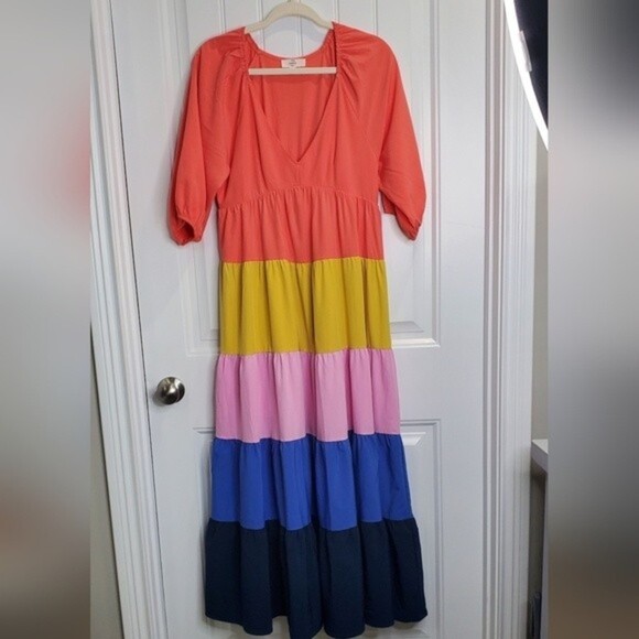 Entro Color Blocked Maxi Dress. Sz Small - Picture 7 of 16